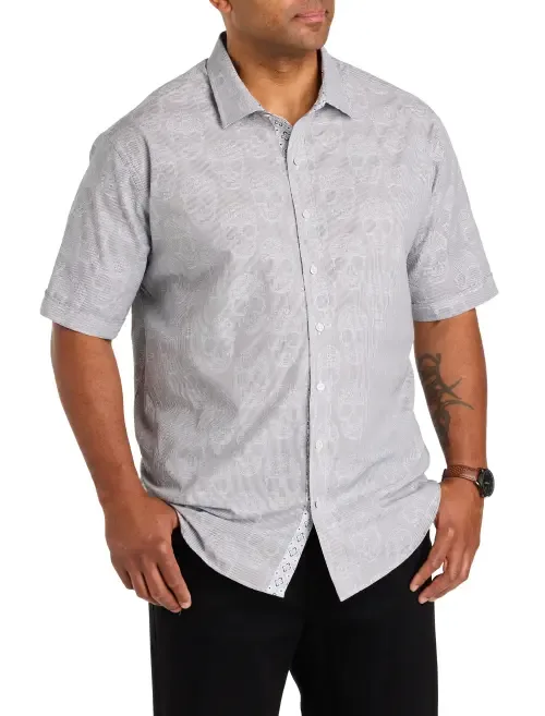 Jacquard Skull Pattern Sport Shirt by Synrgy by DXL