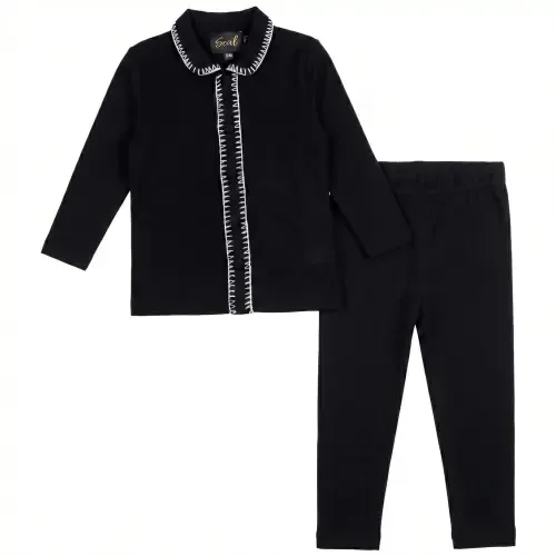 Rick Rack Button Front Top and Elastic Waist Pants Two Piece Set by Seal