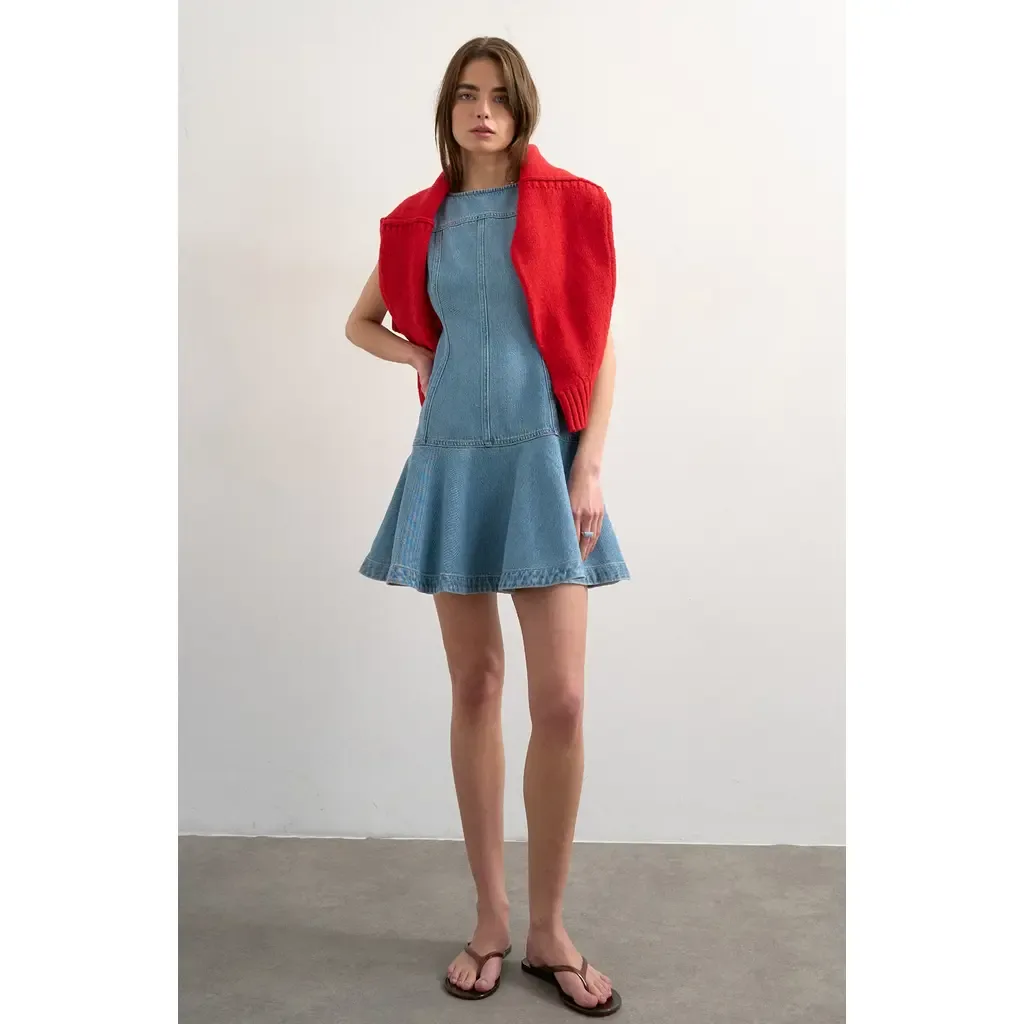 Seamed Denim Minidress by Topshop