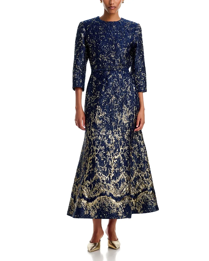 Claravelle Metallic Jacquard Gown by Simkhai