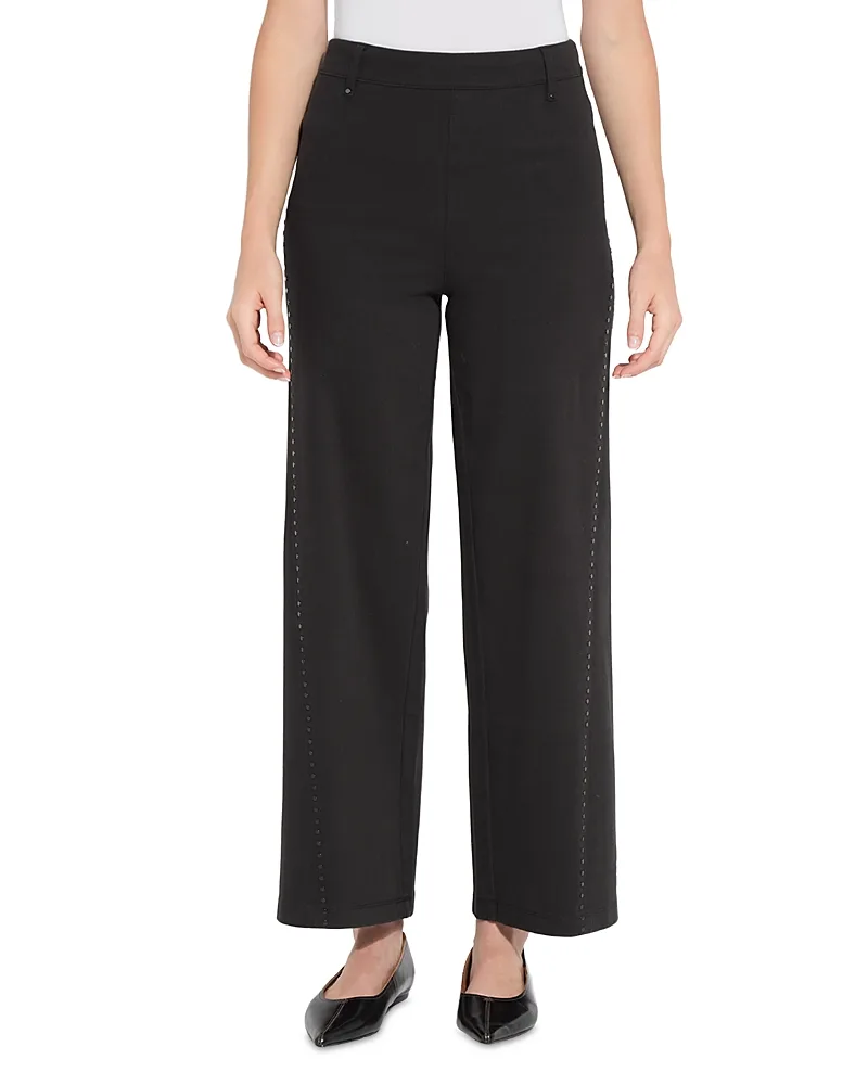 Erin Cotton Stretch Studded Seam Wide Leg Pants by Lysse