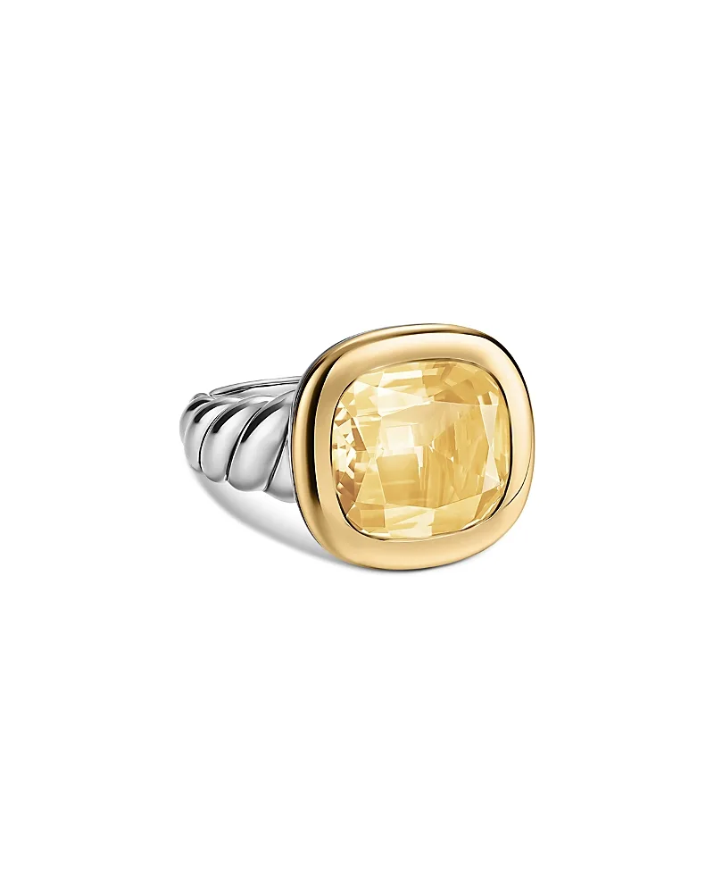 Mercer Color Stone Ring in Sterling Silver with 14K Yellow Gold and Champagne Citrine, 13.5mm by David Yurman