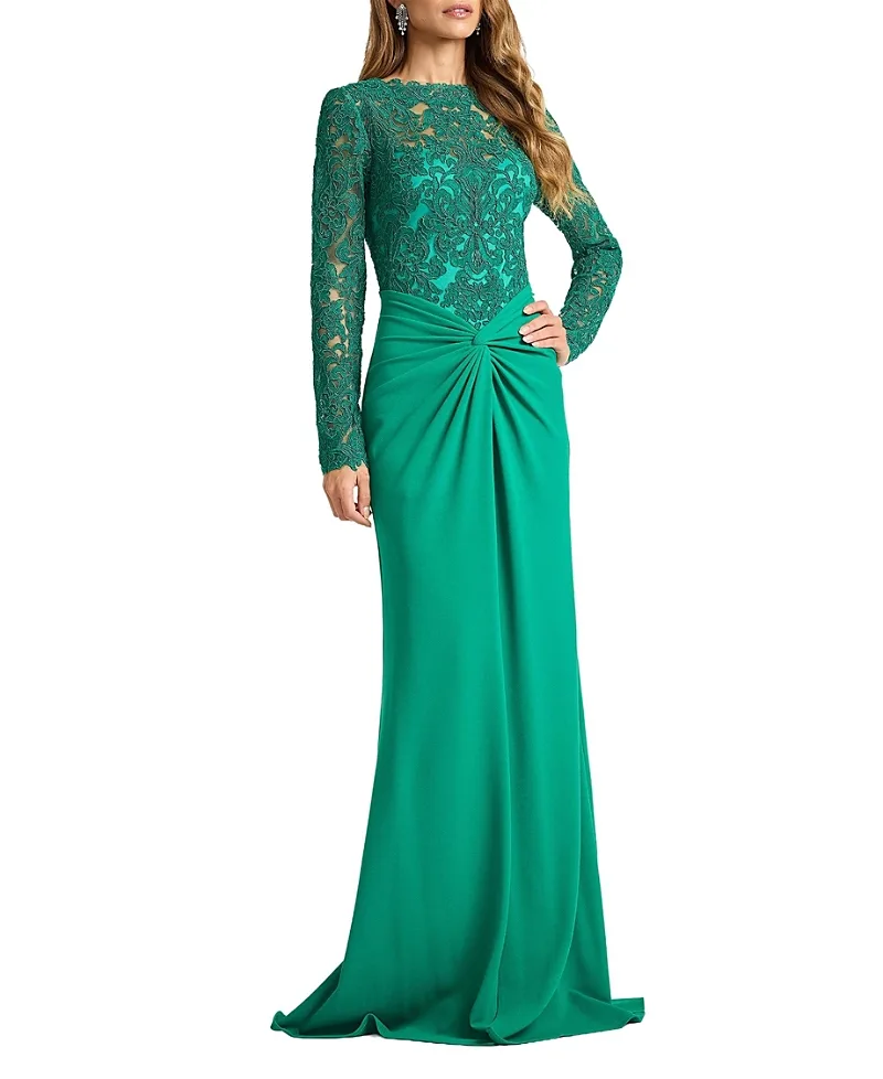 Lysandra Embroidered Crepe Gown by Tadashi
