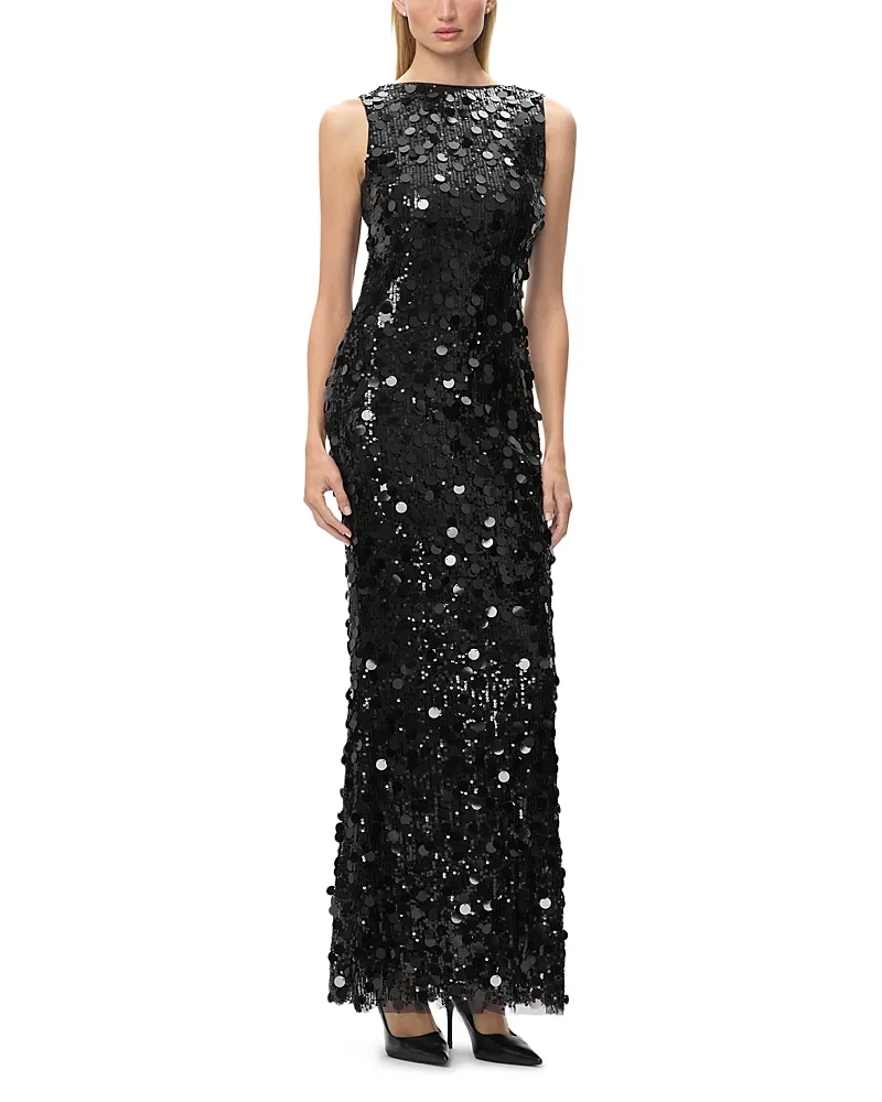 The Huda Embellished Boat Neck Gown by Herve Leger