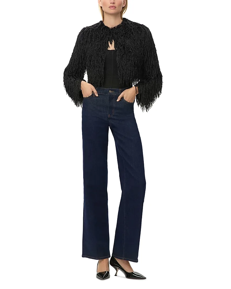 The Amaya Faux Feather Short Jacket by Herve Leger