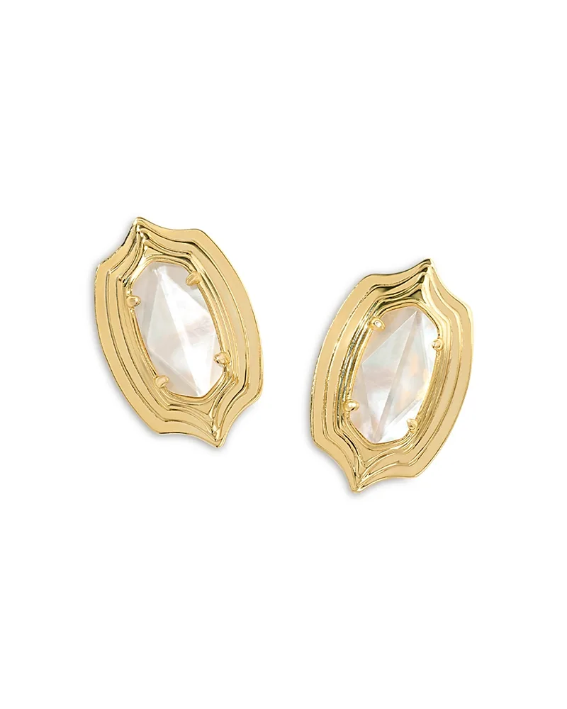 Ellie Stepped Frame Mother of Pearl Stud Earrings by Kendra Scott
