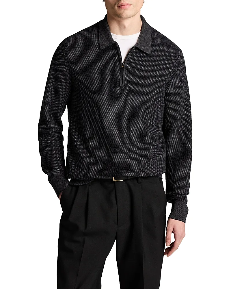 Geo Jacquard Quarter Zip Sweater