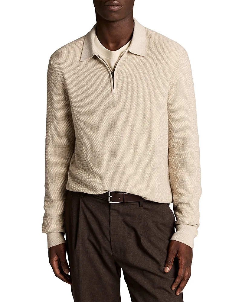 Geo Jacquard Quarter Zip Sweater