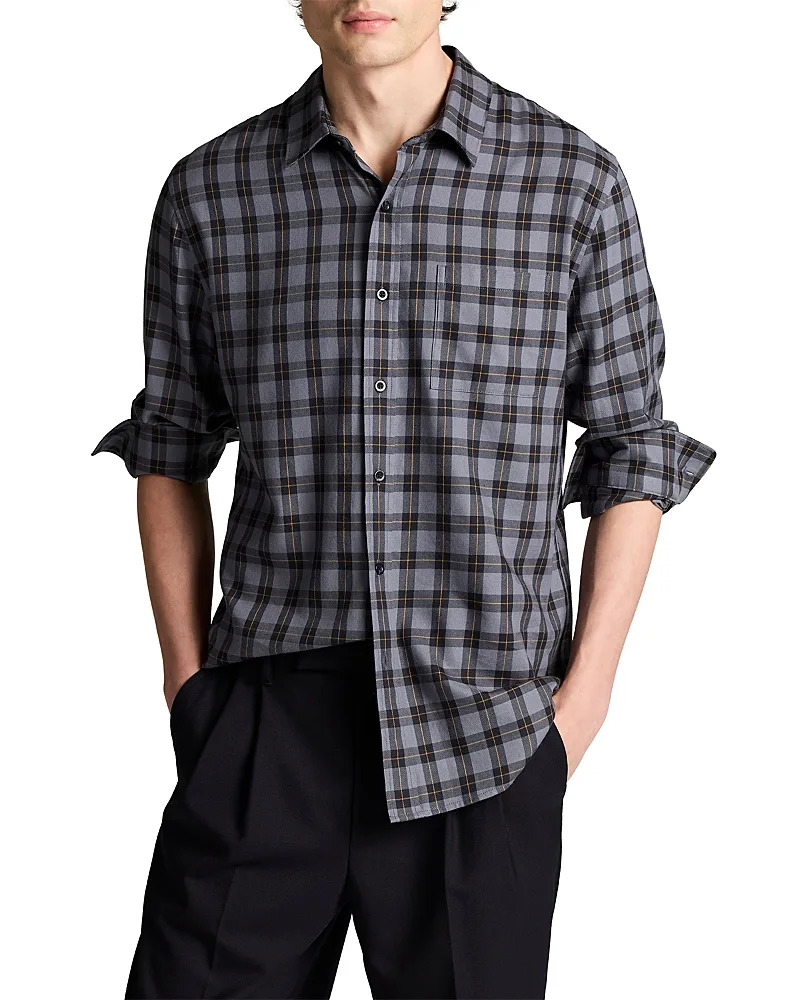Allen Plaid Classic Fit Casual Button Down Shirt by Vince