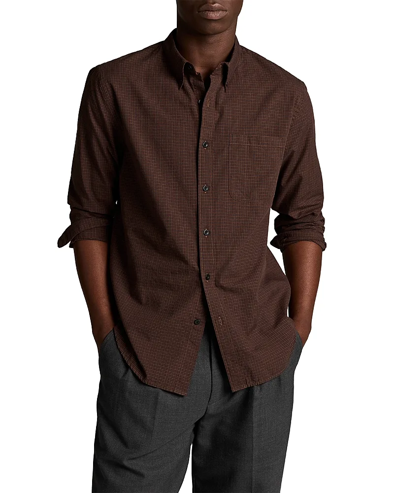 Carnes Plaid Cotton Long Sleeve Shirt by Vince