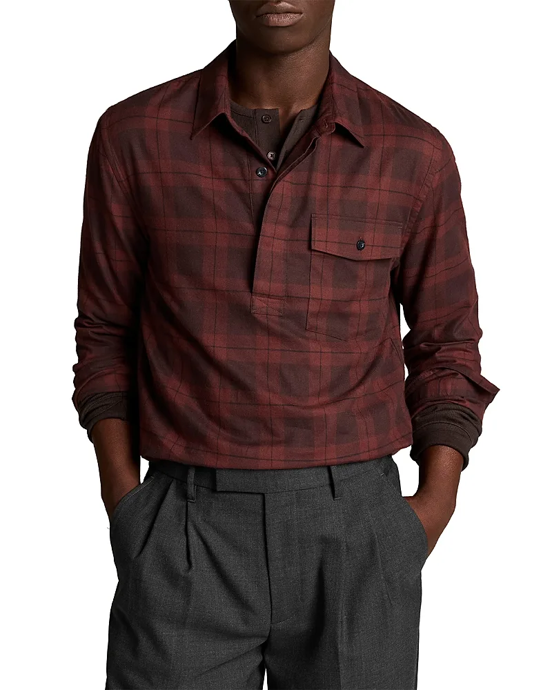 Hamilton Plaid Cotton Classic Fit Popover Shirt by Vince