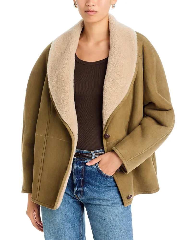 Suede & Shearling Shawl Collar Coat by Johnny Was