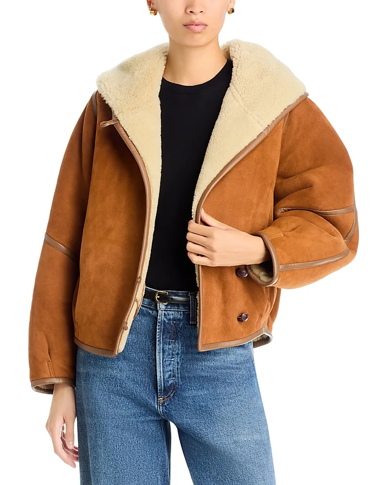 Hooded Suede & Shearling Coat by Johnny Was