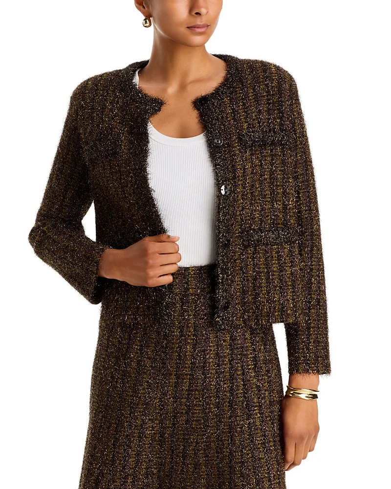 Keziah Metallic Knit Jacket by Veronica Beard