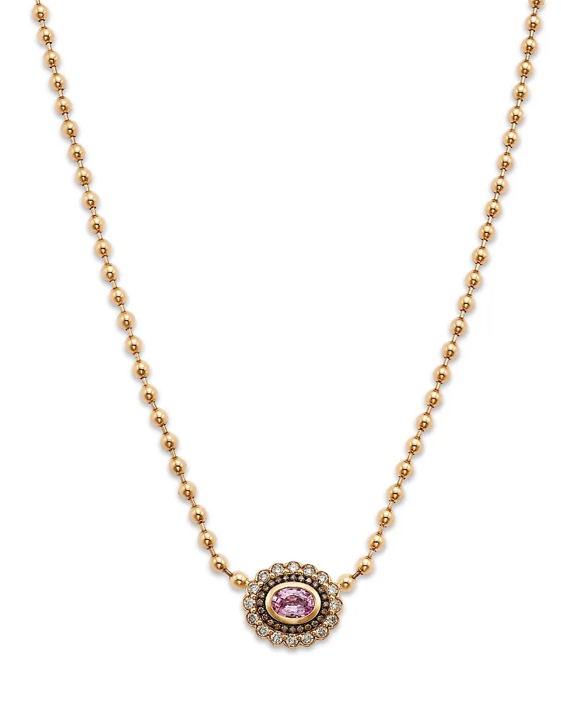 White & Brown Diamond & Pink Sapphire Pendant Necklace in 14K Yellow Gold, 17.75 by Bloomingdales Fine Collection