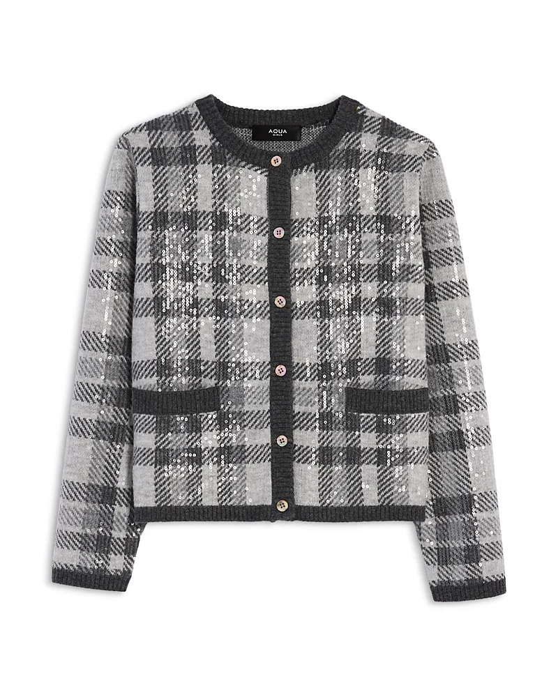 Plaid Sequin Cardigan by AQUA