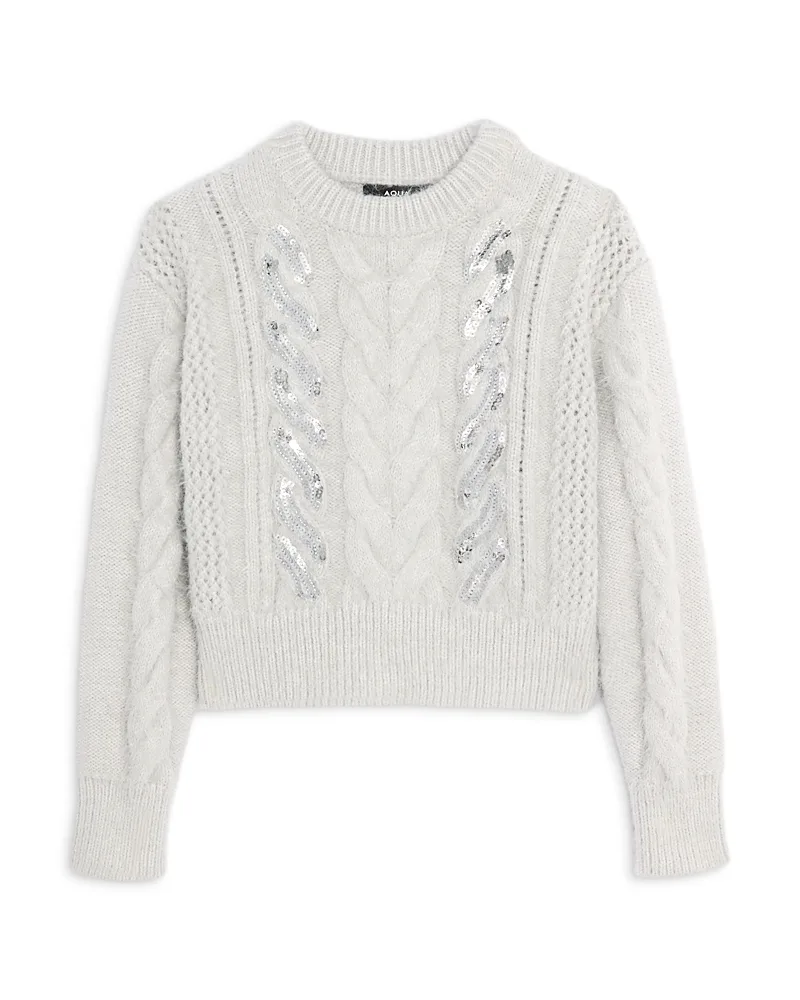 Oversized Sequin Cable Knit Sweater by AQUA