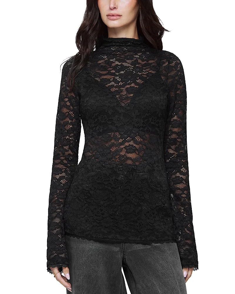 Skyler Stretch Lace Turtleneck Top by Splendid