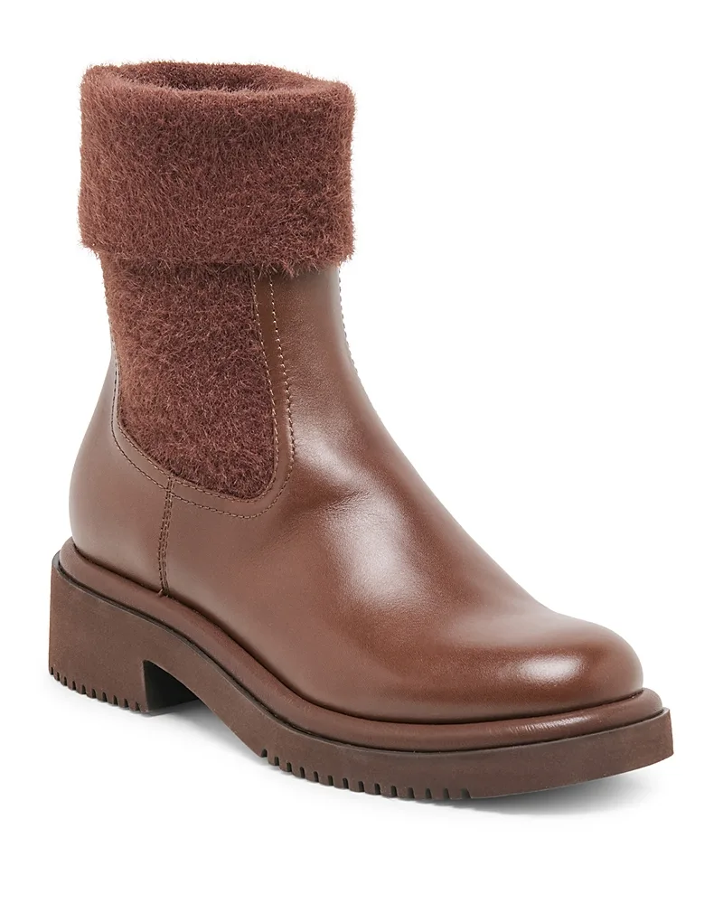 Barbi Plush Knit & Leather Ankle Boots by Dolce Vita