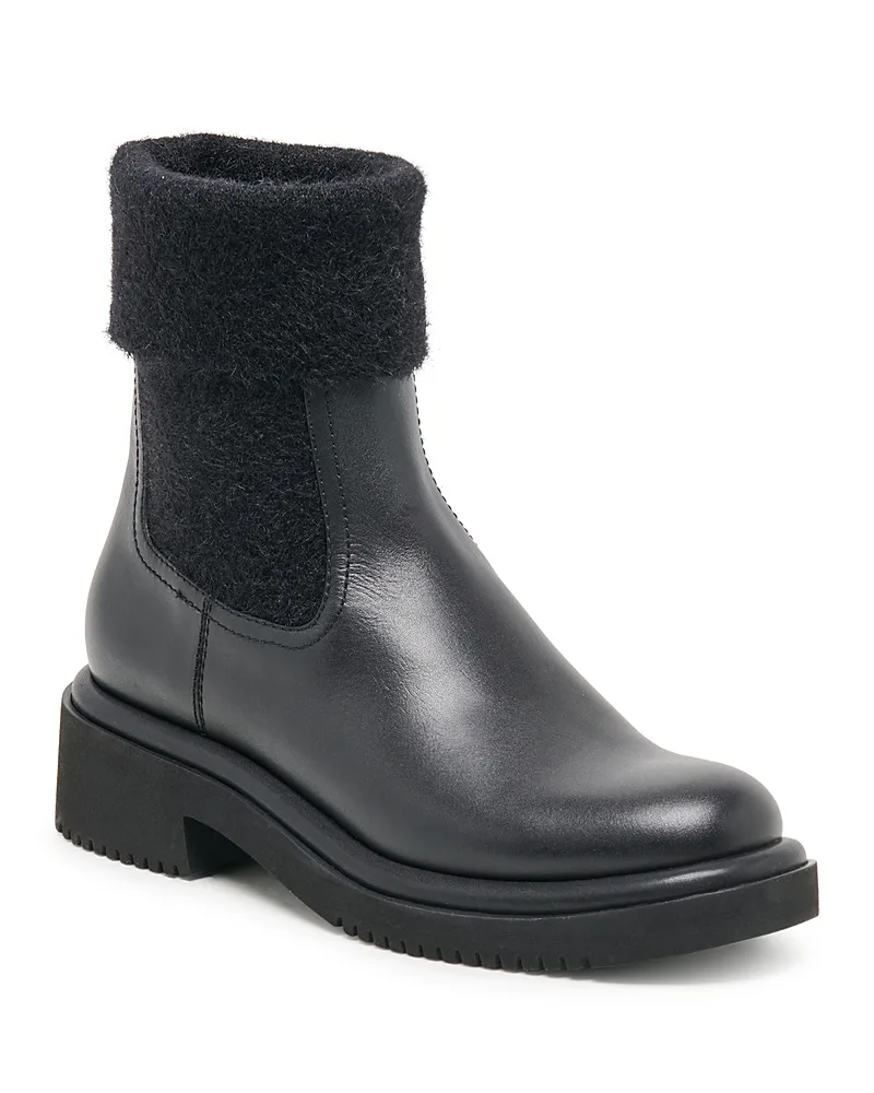 Barbi Plush Knit & Leather Ankle Boots