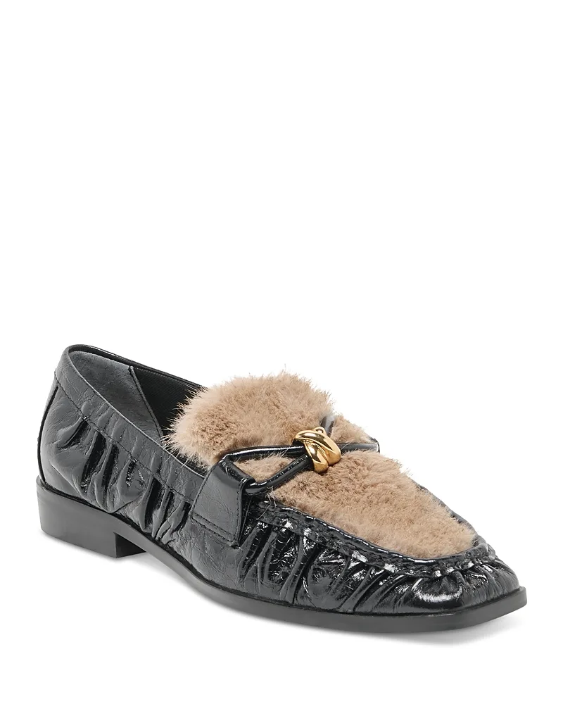 Bonie Plush Faux Fur Patent Leather Loafers
