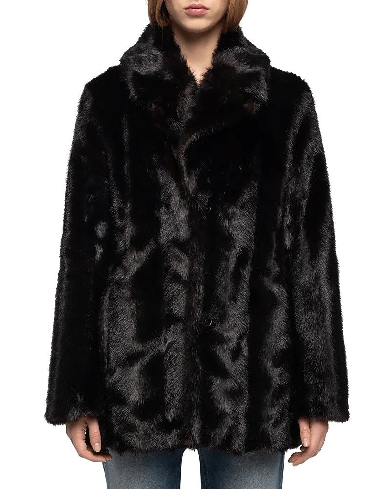 Fleur Faux Fur Buttoned Jacket by Zadig & Voltaire