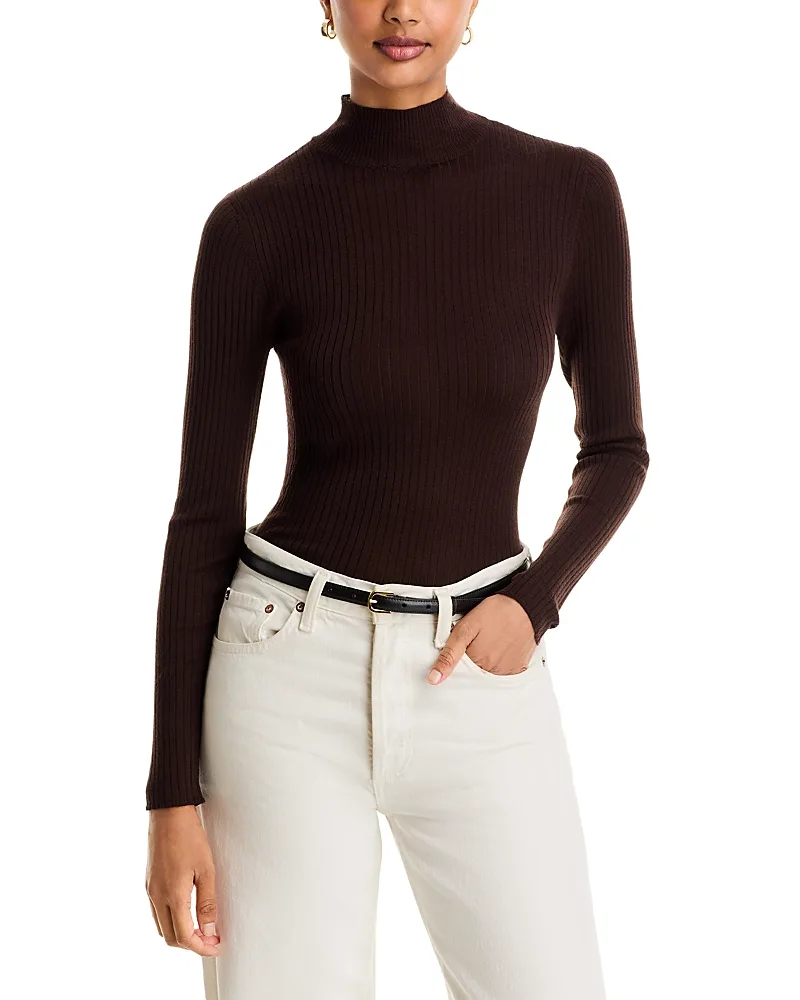 Filatures Merino Wool Rib Knit Turtleneck Sweater