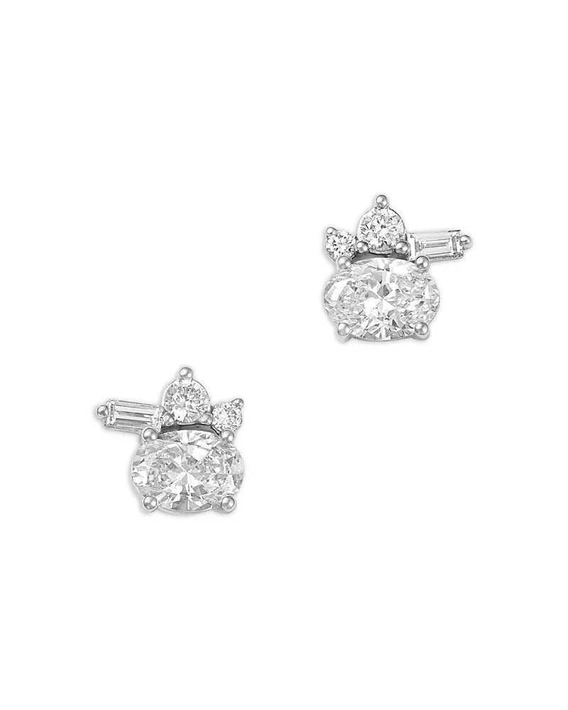 Luxe Collection Certified Lab Grown Diamond Mixed Cut Cluster Stud Earrings in 14K White Gold, 0.75 Tcw by Bloomingdales Fine Collection