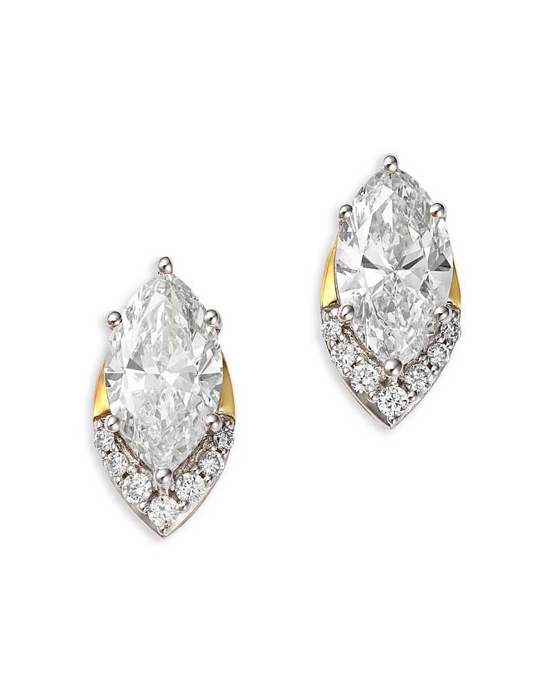 Luxe Collection Certified Lab Grown Diamond Half Halo Marquise Stud Earrings in 14K Yellow Gold, 1.50 Tcw by Bloomingdales Fine Collection