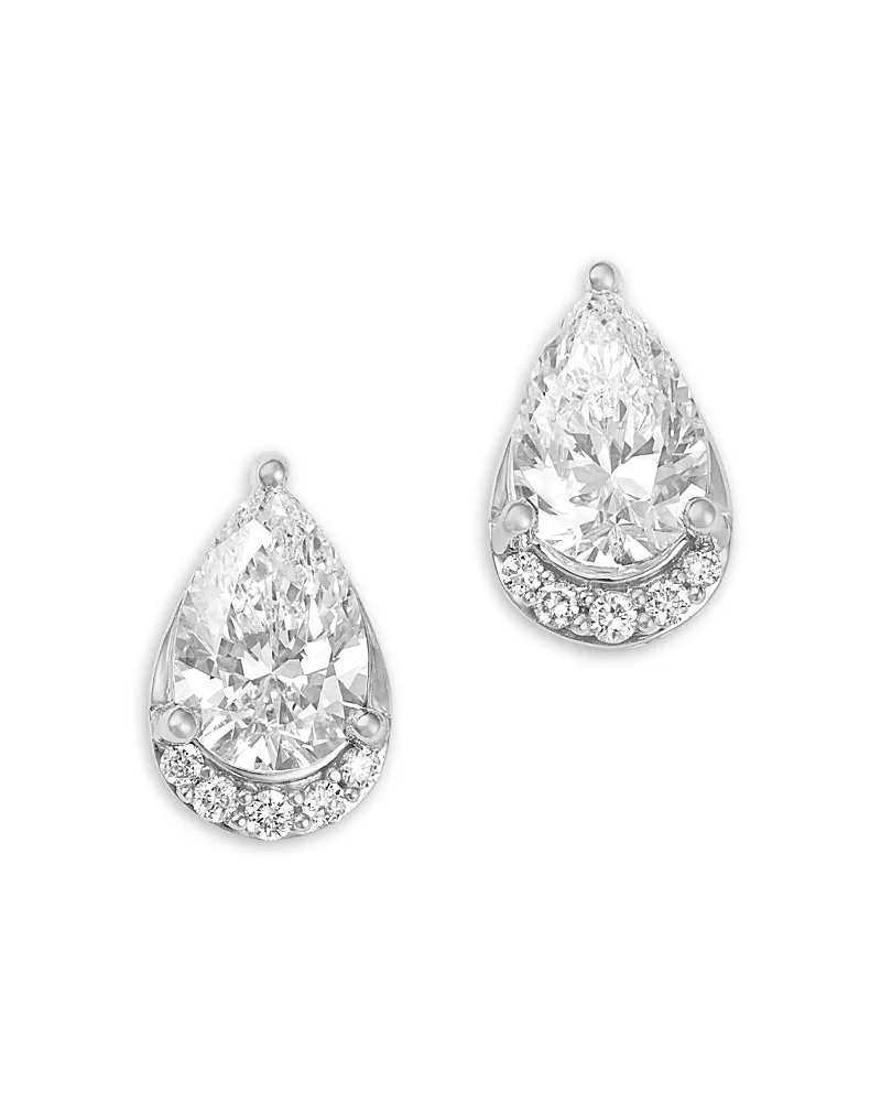 Luxe Collection Certified Lab Grown Diamond Pear Shaped Half Halo Stud Earrings in 14K White Gold, 1.50 Tcw by Bloomingdales Fine Collection