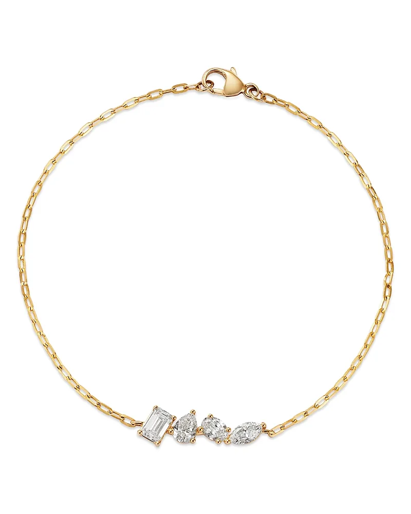 Luxe Collection Certified Lab Grown Diamond Mixed Cut Paperclip Chain Bracelet in 14K Yellow Gold, 1.0 Tcw
