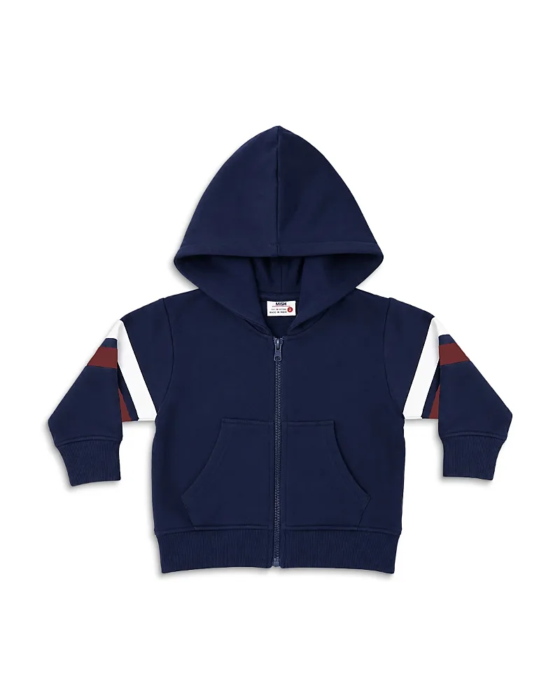 Striped Detail Sleeves Zip Hoodie by Mish Mish