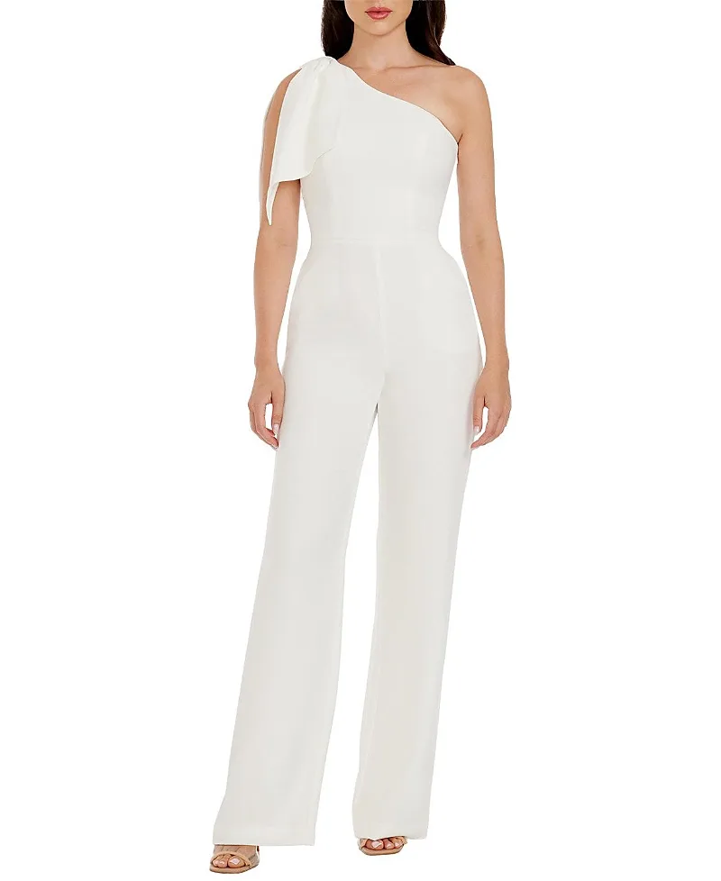 Tiffany One Shoulder Bow Wide Leg Jumpsuit by Dress the Population