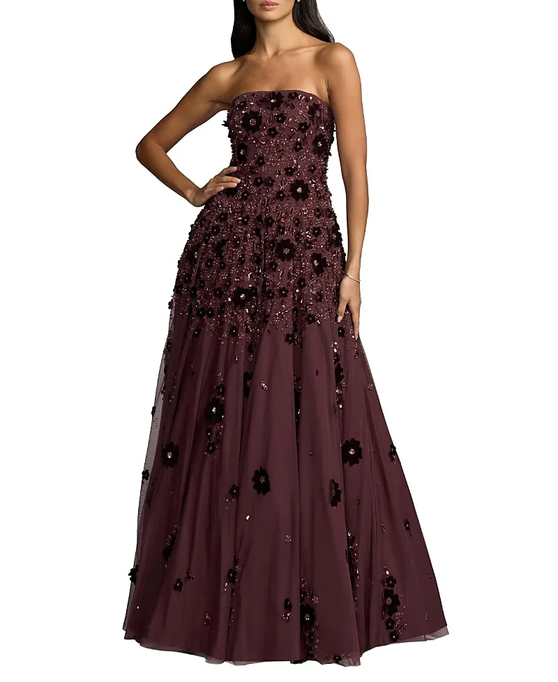 Mac Duggal Floral Embellished Strapless Ball Gown by M.A.C.