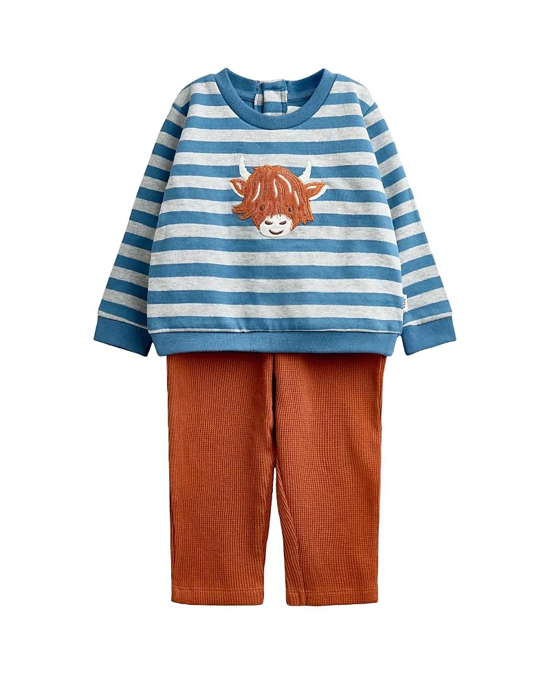 JoJo Maman Bebe Highland Cow Sweatshirt & Trouser Set by bebe