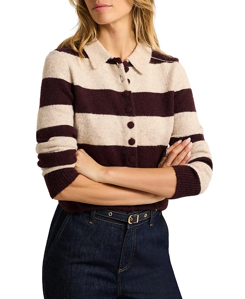 Striped Knit Jumper Collared Pullover Sweater with Long Sleeve by Mint Velvet