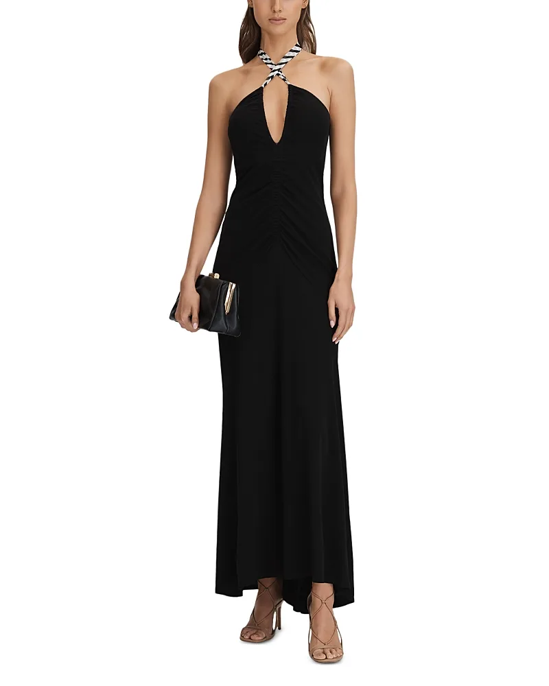 Iris Printed Tie Jersey Dress by Reiss