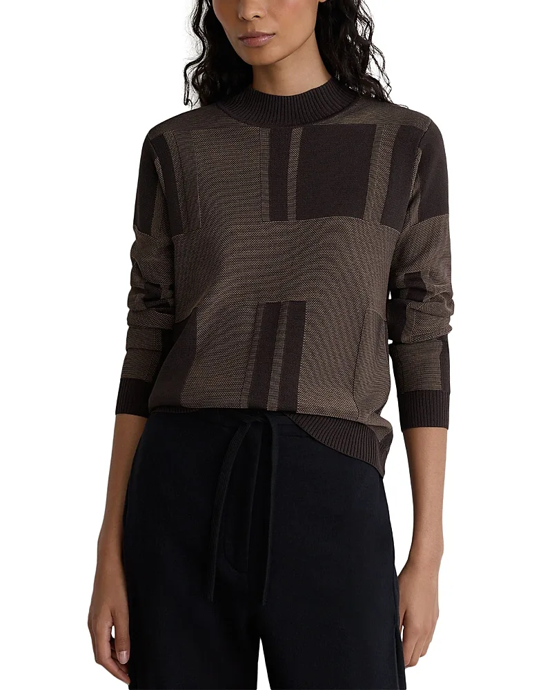 Faro Geometric Jacquard Mock Neck Sweater by Reiss