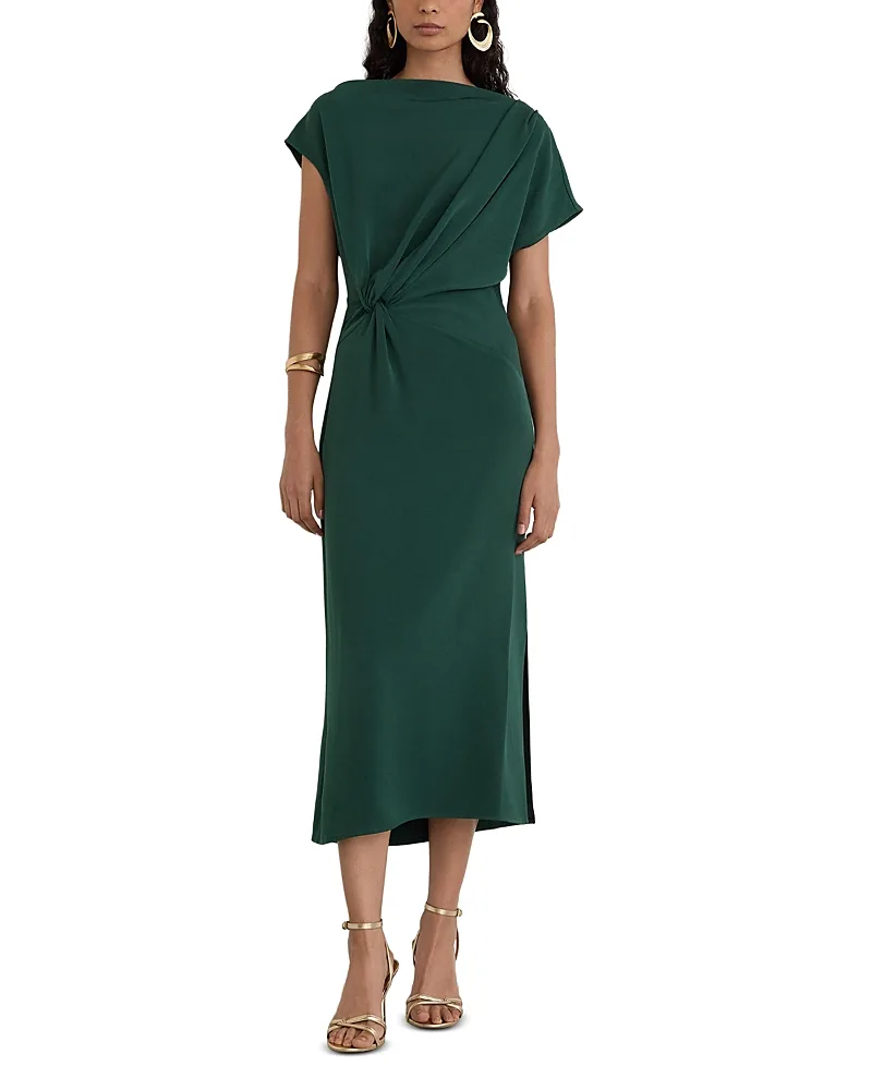 Beth Draped Side Slit Midi Dress by Reiss