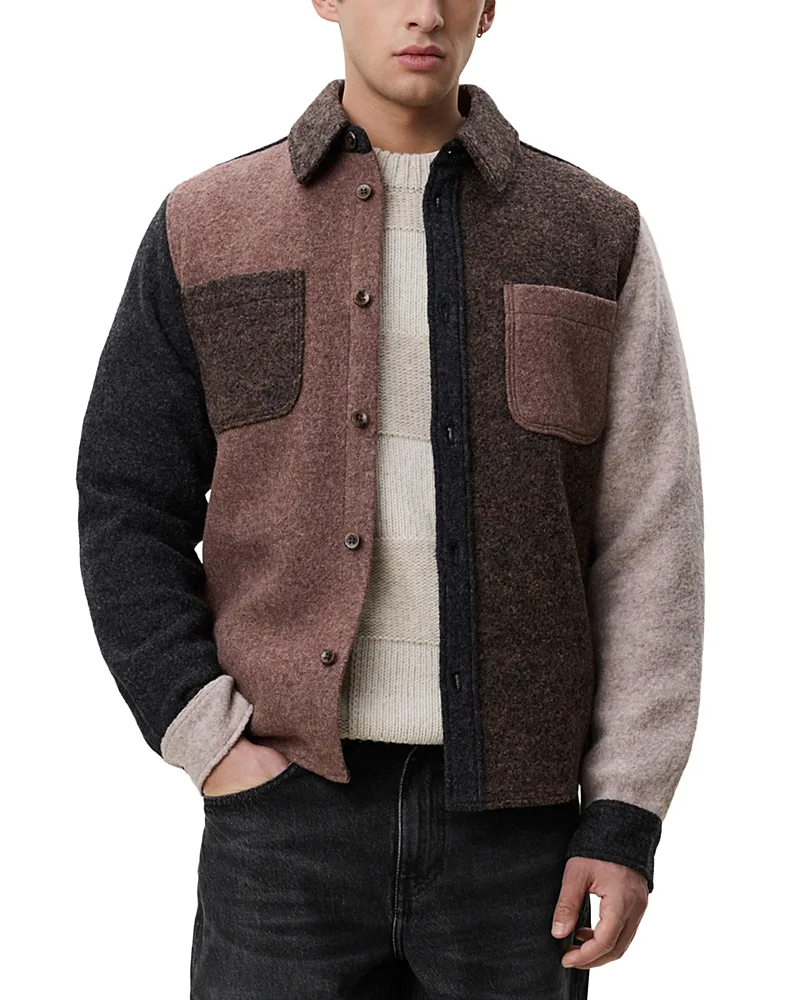 Blocked Wool Button Pocket Overshirt by Les Deux
