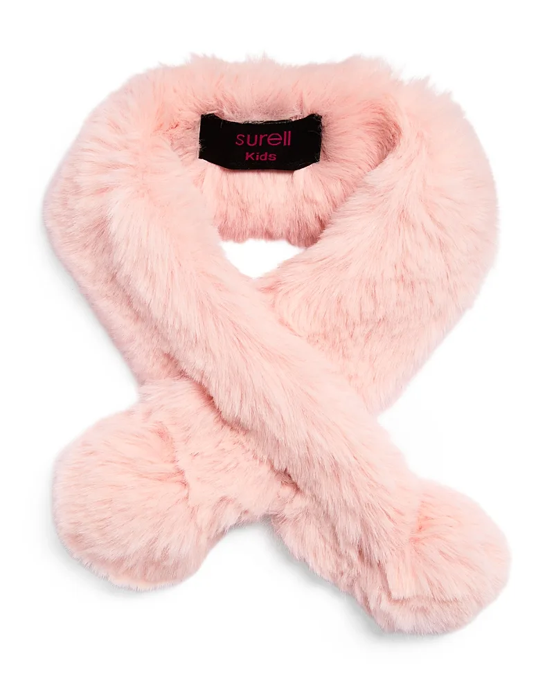 Faux Fur Pull Through Scarf with Pom Ends by Surell