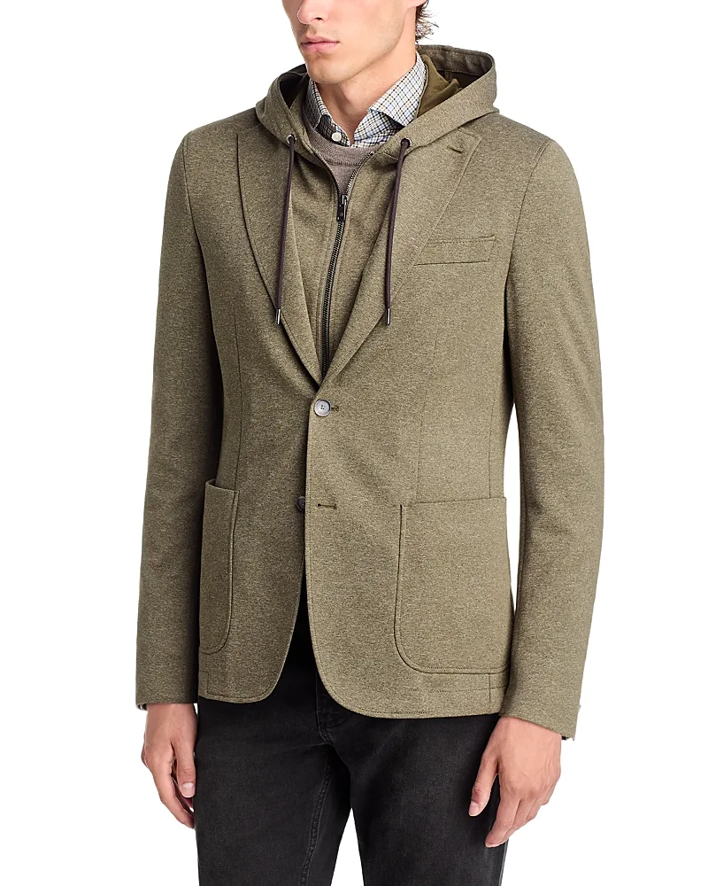 Hanry Slim Fit Sport Coat & Removable Drawstring Bib Hoodie