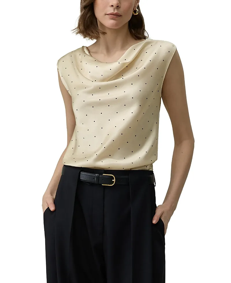 Polka Dot Cowl Neck Top by Lilysilk
