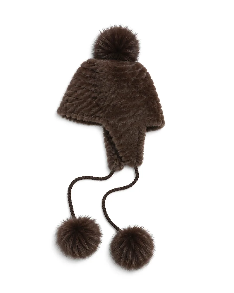 Faux Fur Pom Pom Trapper Hat