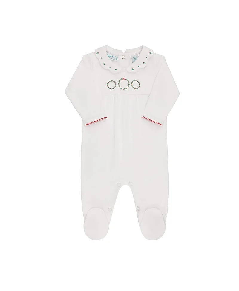 Holiday Wreath Cotton Romper by Feltman Brothers