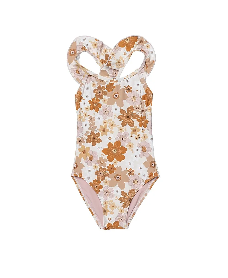 Nostalgic Bloom Square Neck Ruffle One Piece Swimsuit by Gottex