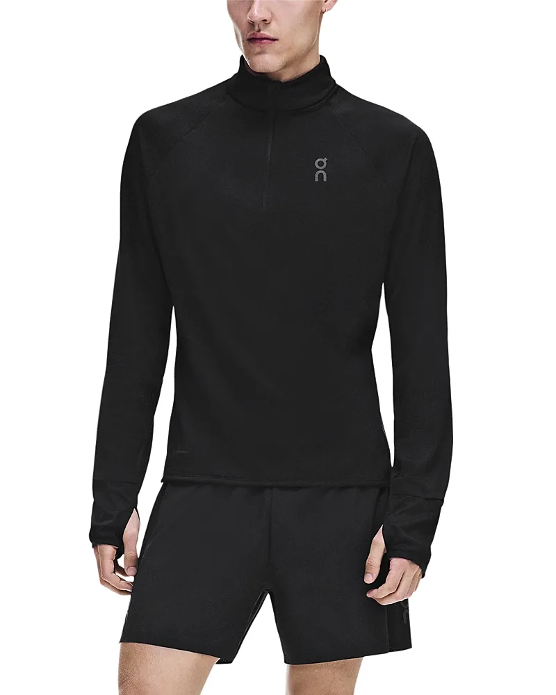 Climate Slim Stand Collar Quarter Zip Logo Sweatshirt
