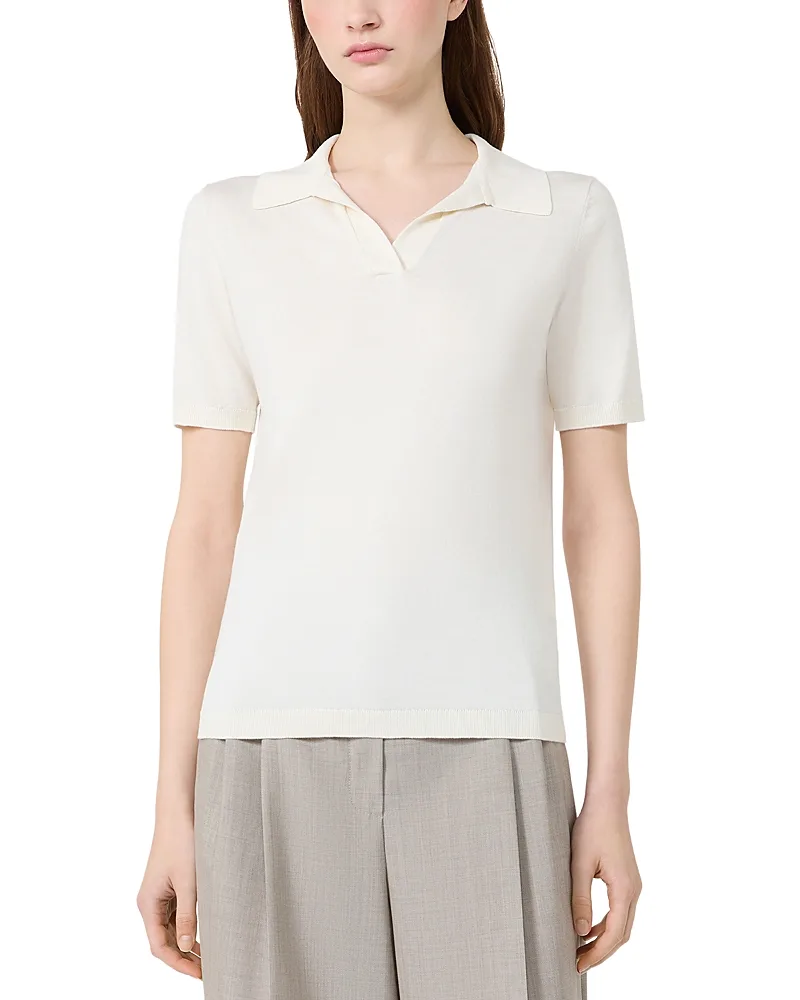 Weekend Max Mara Wkdroncolo Ecro Silk & Cotton Polo Top