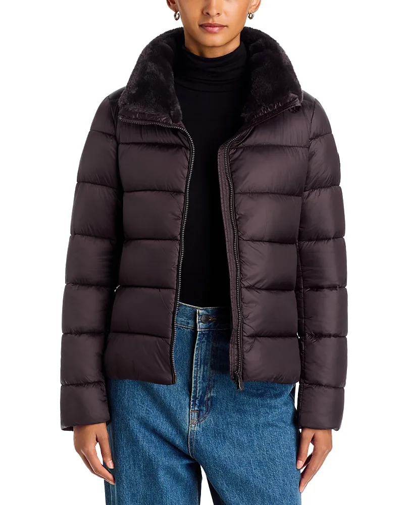 Mei Faux Fur Trim Puffer Jacket by Save The Duck