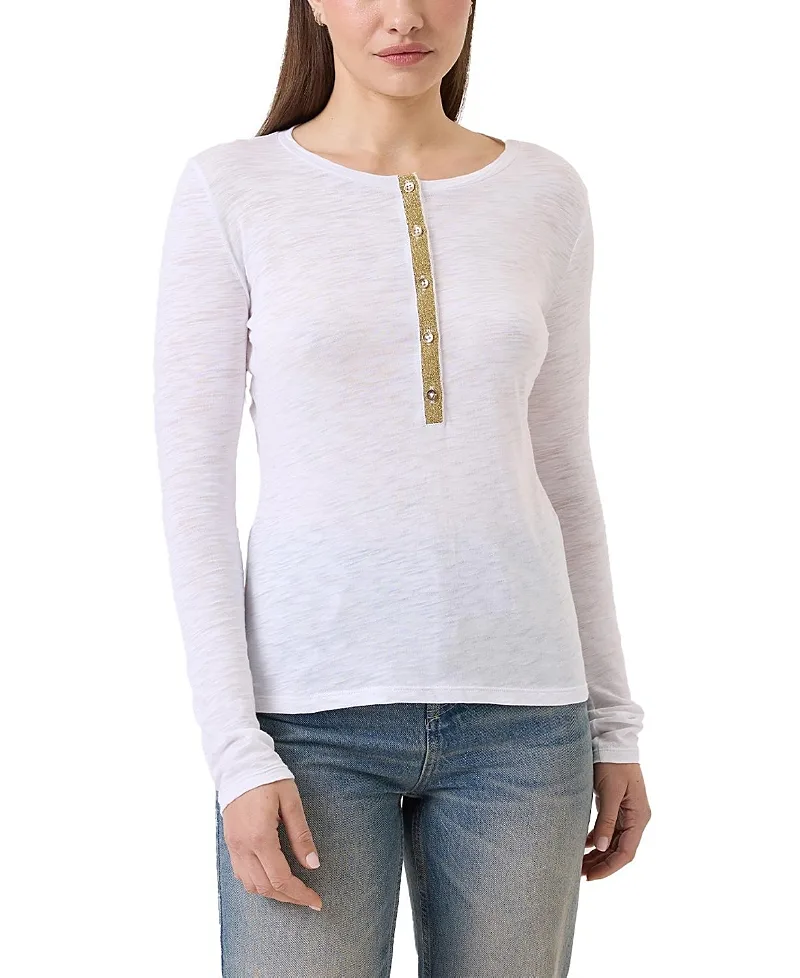 Pave Shimmer Henley Top by Goldie Lewinter